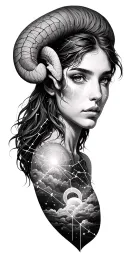 Aries full sleeve using constellations and sky as filler tattoo design idea