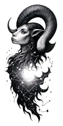 Aries full sleeve using constellations and sky as filler tattoo design idea