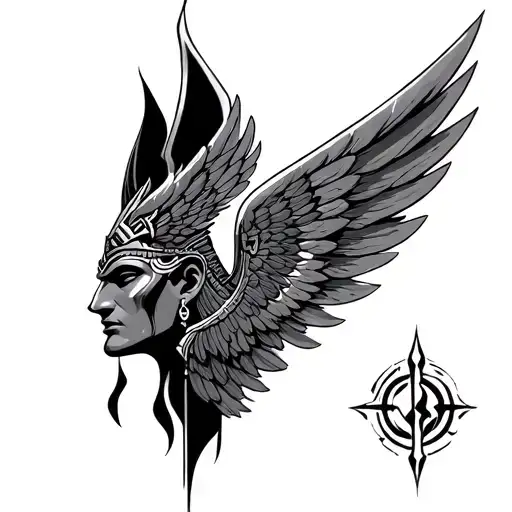 Osiris with wings tattoo design idea