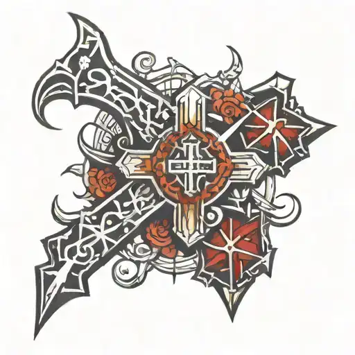 cyber sigilism cross tattoo tattoo design idea