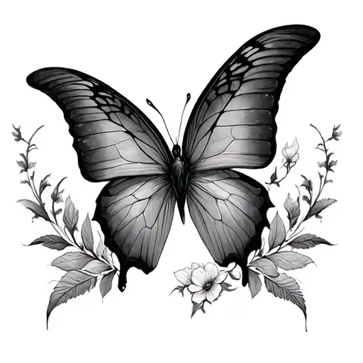 Wolf Butterfly tattoo design idea