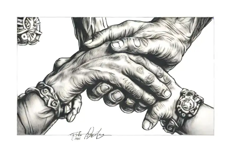 father daughter fist bump father baby tattoo design idea