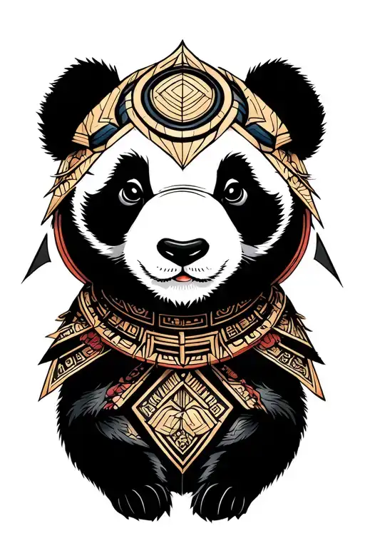 samurai panda tattoo design idea