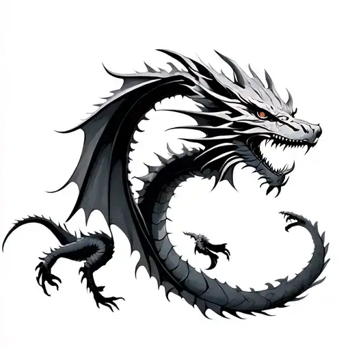 dragon flying towards the sun tattoo design idea