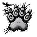 dog paw print and F16 flying tattoo design idea