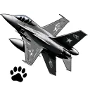 dog paw print and F16 flying tattoo design idea
