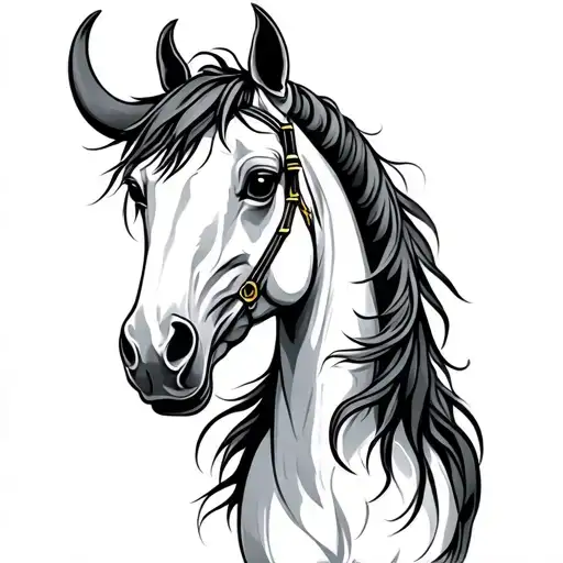 Taurus zodiac, horse zodiac sign intertwined tattoo design idea