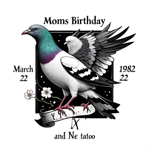 moms birthday roman numerals March 22 1982, and super small pigeon forearm tattoo  tattoo design idea