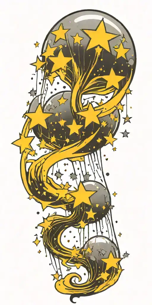 slutty sexy shooting stars dripping jiz tattoo design idea
