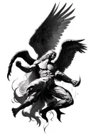 angels vs demons fighting tattoo design idea