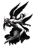 angels vs demons fighting tattoo design idea