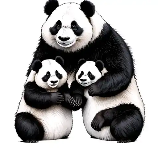 panda family holding hands tattoo design idea