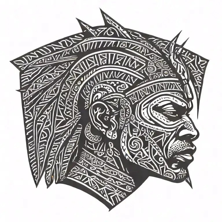 African warrior tattoo design idea