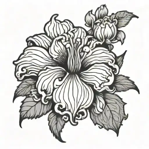 Chrysanthemum bleeding heart flower blooming tattoo design idea