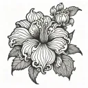 Chrysanthemum bleeding heart flower blooming tattoo design idea
