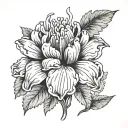 Chrysanthemum bleeding heart flower blooming tattoo design idea