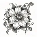 Chrysanthemum bleeding heart flower blooming tattoo design idea
