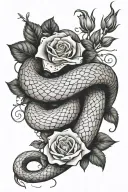 snake and rose intertwined tattoo design idea