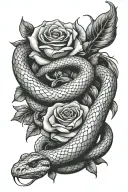 snake and rose intertwined tattoo design idea