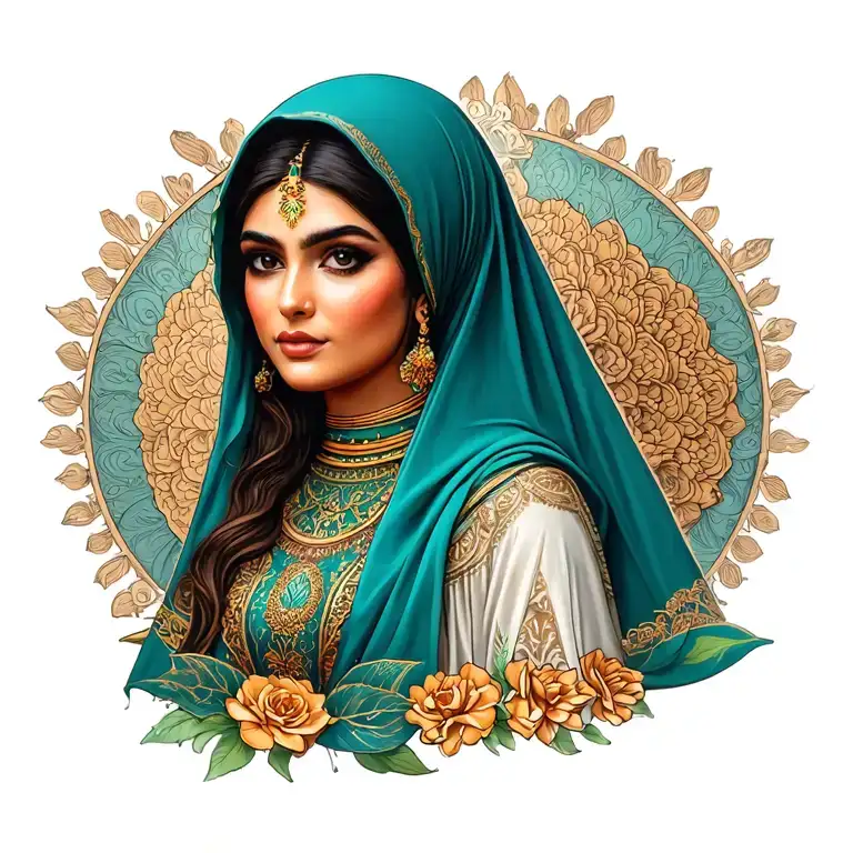 lady Fatima integrated tattoo design idea