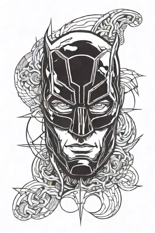 front of marvel's daredevil's mask merged tattoo design idea