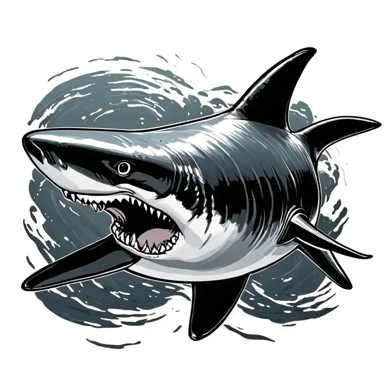 Bull shark swimming tattoo design idea