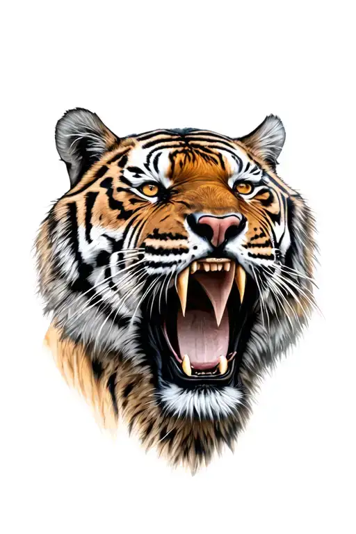 tiger face open mouth tattoo design idea