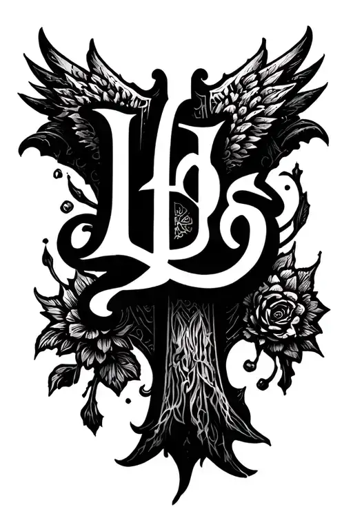 cross with the words LLS  tattoo design idea