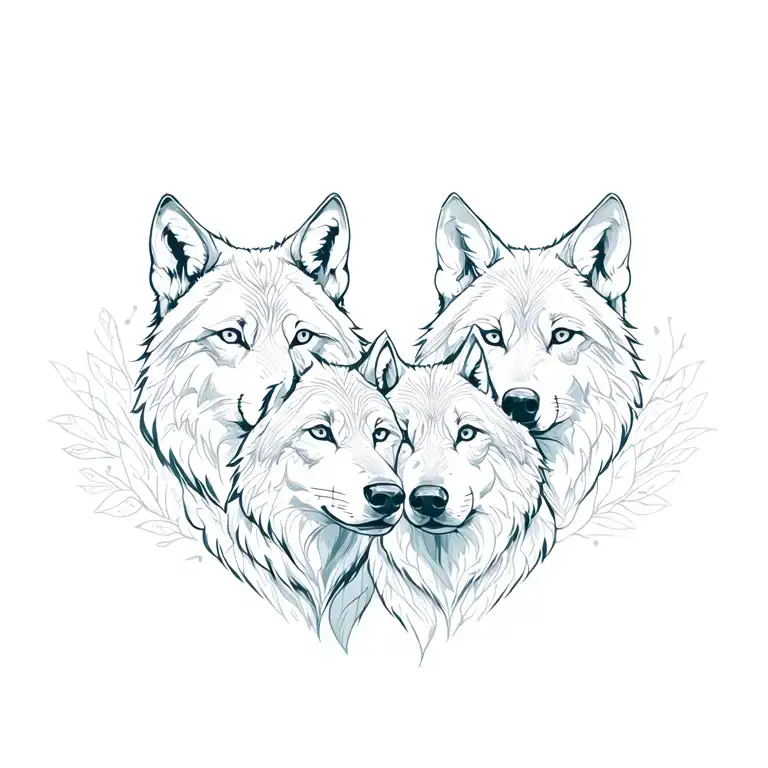 four wolf surrounded tattoo design idea