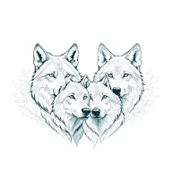 four wolf surrounded tattoo design idea