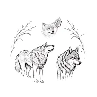 four wolf surrounded tattoo design idea
