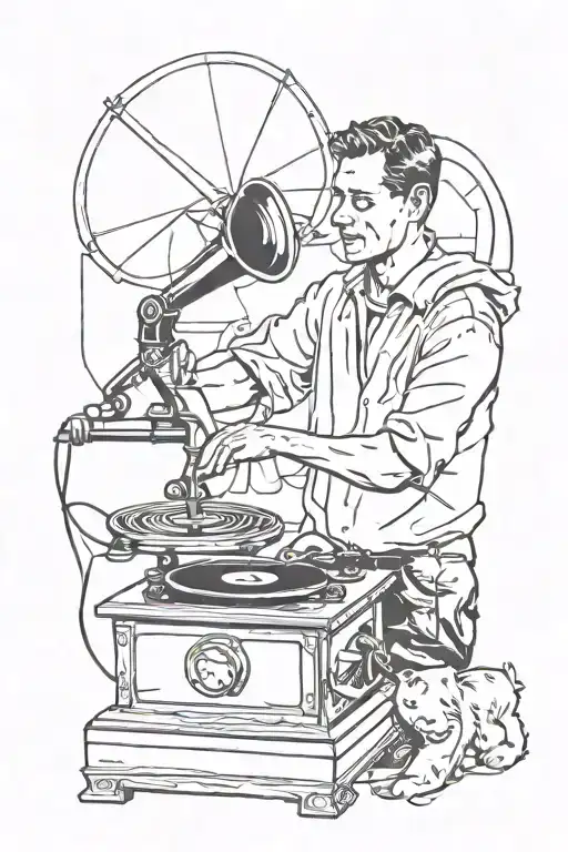 Shawshank Redemption Andy Listens to Music from the Gramophone tattoo design idea