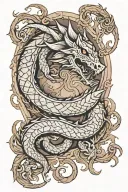Soft smoky Libra copper dragon wrapped around my arm tattoo design idea