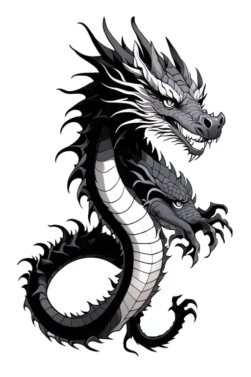 Dragon neo -traditional Japanese of fantastic animals tattoo design idea
