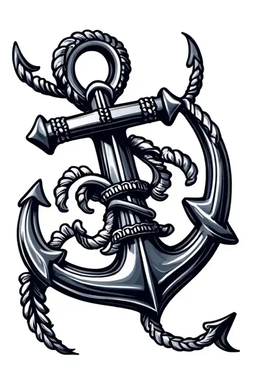 navy anchor representing flour de lis on top tattoo design idea