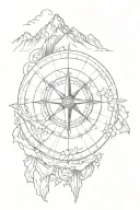 mountain compass tattoo design idea