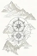 mountain compass tattoo design idea