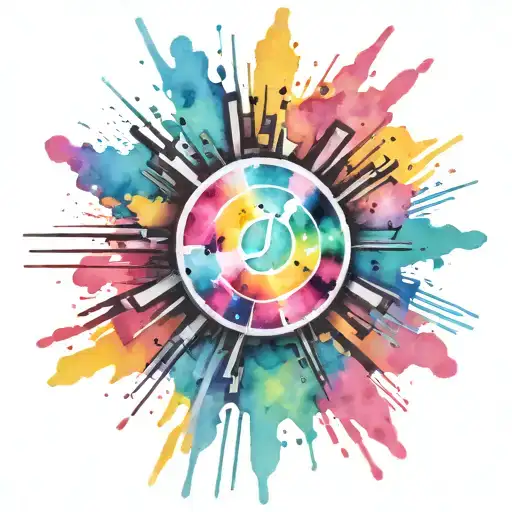 spray painted circular explosion punk themed tattoo design idea