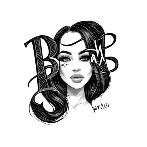 the name breah in script font above eyebrow tattoo design idea