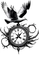 half compass half clock with doves flying away tattoo design idea