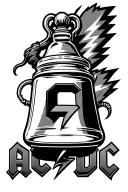 AC/DC logo with a thunderbolt and a large bell jar tattoo design idea