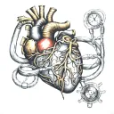 An anatomically correct heart intertwined with a stethoscope tattoo design idea