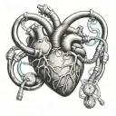 An anatomically correct heart intertwined with a stethoscope tattoo design idea