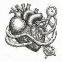 An anatomically correct heart intertwined with a stethoscope tattoo design idea