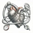 An anatomically correct heart intertwined with a stethoscope tattoo design idea