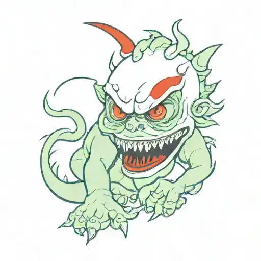 a green monster with red eyes tattoo design idea