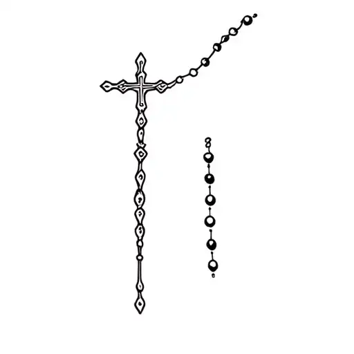 cross with rosary tattoo design idea