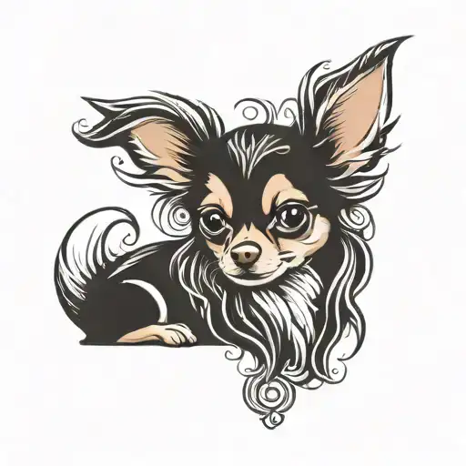 long haired chihuahua tattoo design idea