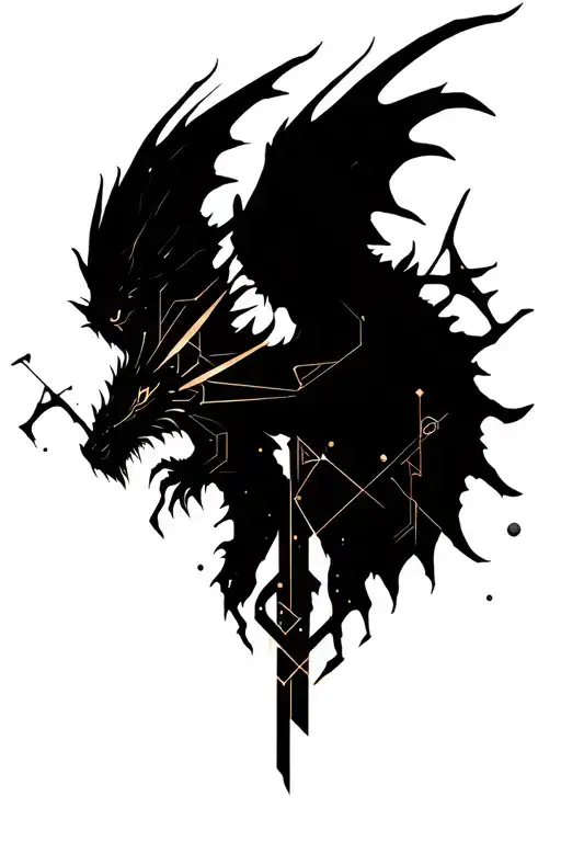 dragon wings spread tattoo design idea