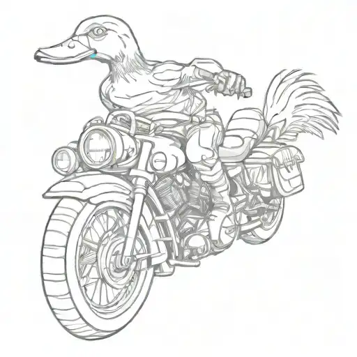 duck riding harley davidson motorcycle tattoo design idea